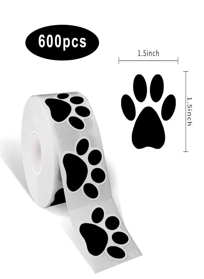 STARLIBOO Paw Print Stickers, 1.5 inch Dog Paw Stickers, 600pcs Puppy Paws Sticker, Clues Paws Print Sticker(Perforation Line/Black) - Image 3
